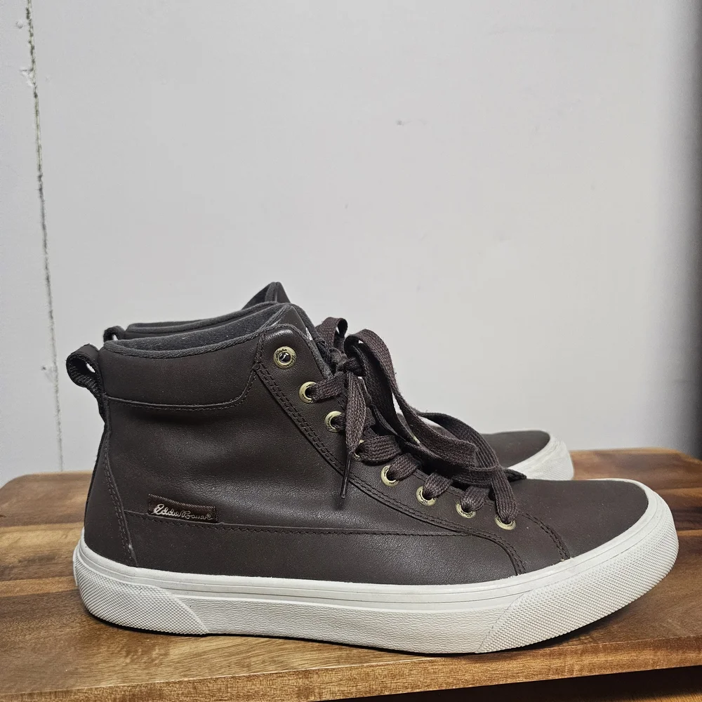 Eddie Bauer Brown Leather Hightop Storm Sneakers Timber Mens Size 9 Academia